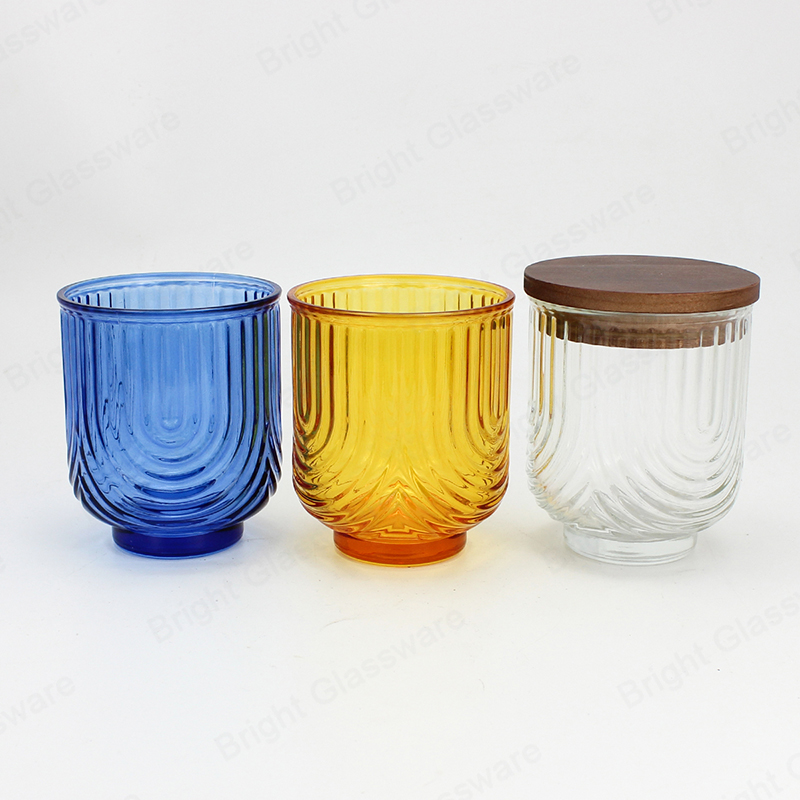 Moda moderna vela de vidrio Soportes 240ml 8oz Recipientes de velas de forma redonda a granel