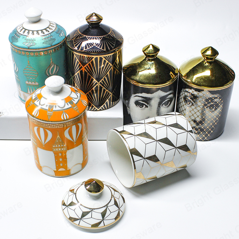 Скандинавские керамические глиняные контейнеры для свечей Пустые банки для свечей с крышками для изготовления свечей