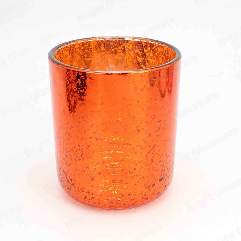 Jarra de vela de vidrio de vidrio roto de galvanoplastia de fondo redondo con tapa personalizada