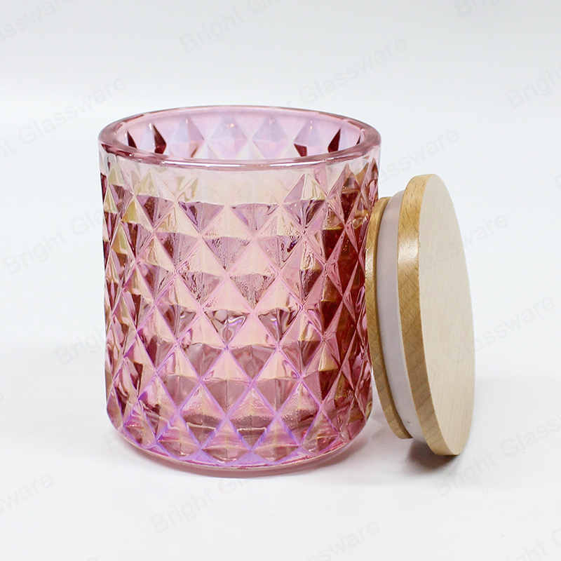 Rayure Texture Rose Rose Rouge Pot de Bougie en verre galvanisé avec couvercle personnalisé