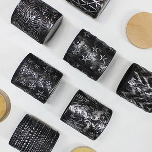 Pots de bougies en verre rétro noir personnalisables de taille moyenne avec différents motifs