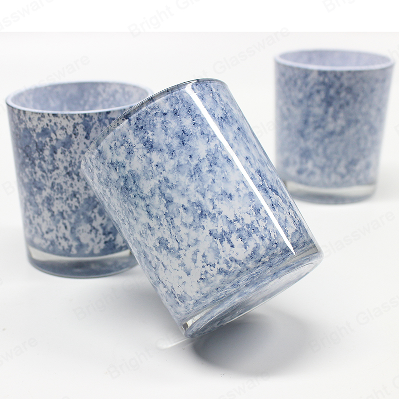 Nouveau design lumineux Blue Pattern Custom Cylinder Candle Jars pour la décoration de la maison