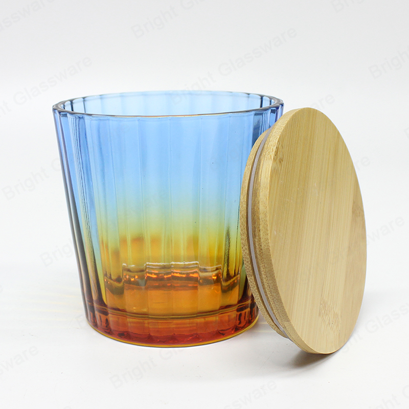 Luxury Transparent Two-color Gradient Striped Custom Glass Jars Candles