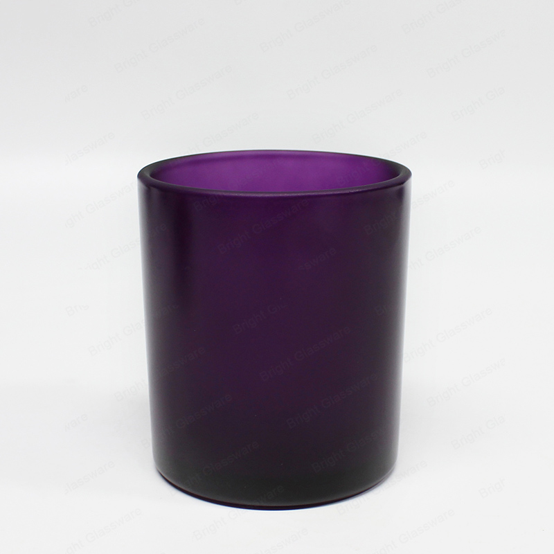 China profesional rociado mate color púrpura titular de velas jarra de vidrio velas proveedor