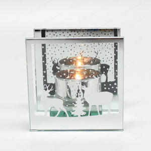 Romantic Transparent Custom Square Tealight Glass Candle Holder For Home Decoration