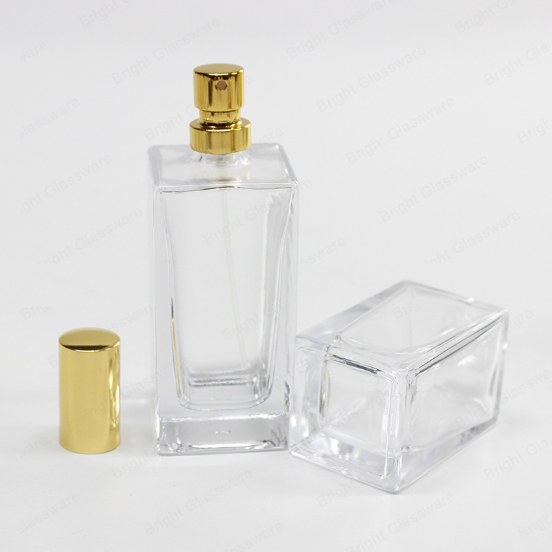 Venta al por mayor 30ml 40ml 50ml 100ml cuadrado de perfume de lujo botella de vidrio para líquido de perfume cosmético