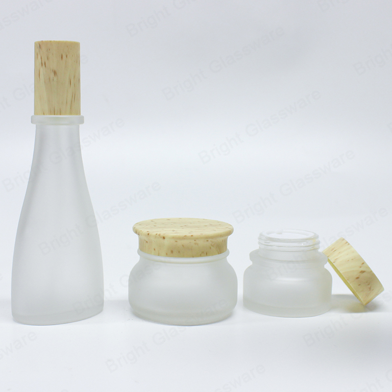 Unique White Frosted Eco-friendly Glass Cosmetic Cream Jar pour lotion pour le visage