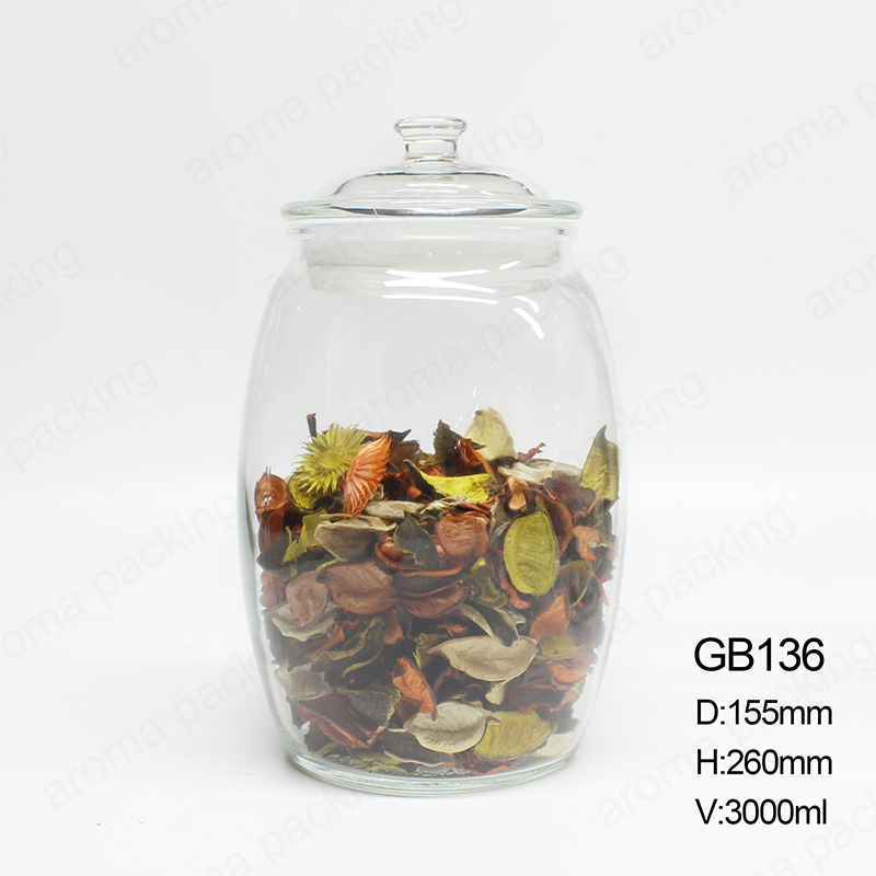 Free Sample Round 800ml 1500ml 3000ml Clear Storage Glass Jar With Lid