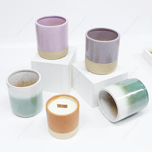Vente en gros Spray Color Green Yellow Purple Candle Ceramic Jar pour la fabrication de bougies