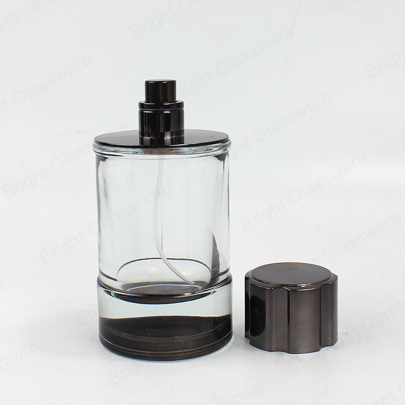 スキンケアのためのキャップが付いている良質の円形の厚い底の黒い青いガラス香水瓶