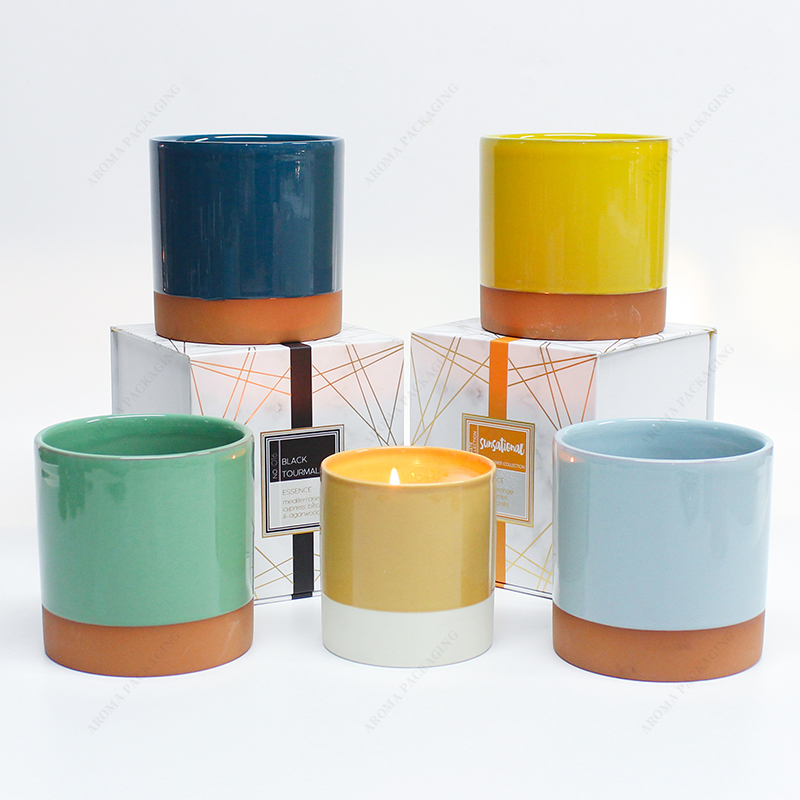 Бесплатный образец для гладкой поверхности распыления цвета круглой керамической банки для свечи