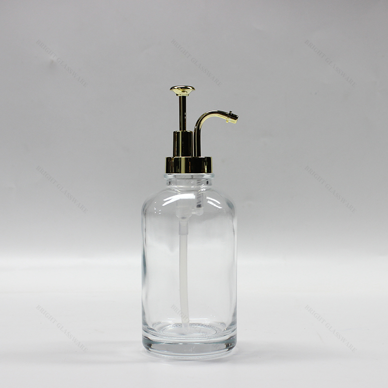 Échantillon gratuit 500ml Luxury Pump Shampooing Bottle Glass Lotion Bottle avec pompe en métal