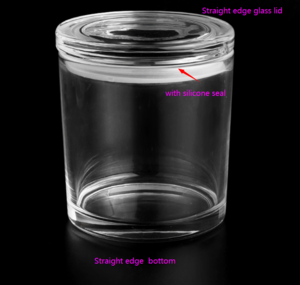 Échantillon gratuit de pots de bougies en verre de cire remplis de 15 oz avec couvercle en verre et scellage en silicone