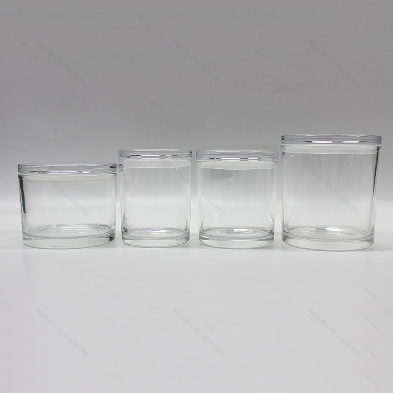 Muestra gratuita personalizada 4-32oz frascos de velas de vidrio con tapa de vidrio y sellado de silicona
