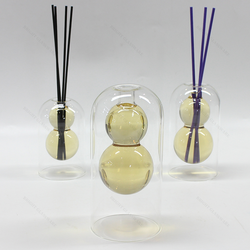 Haute Borosilicate Verre Reed Transparent Reed Diffuseur Bouteille Double Couche pour l’aromathérapie