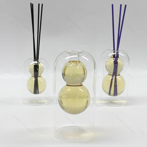 Alta botella difusora de láminas transparentes de vidrio borosilicato de doble capa para aromaterapia