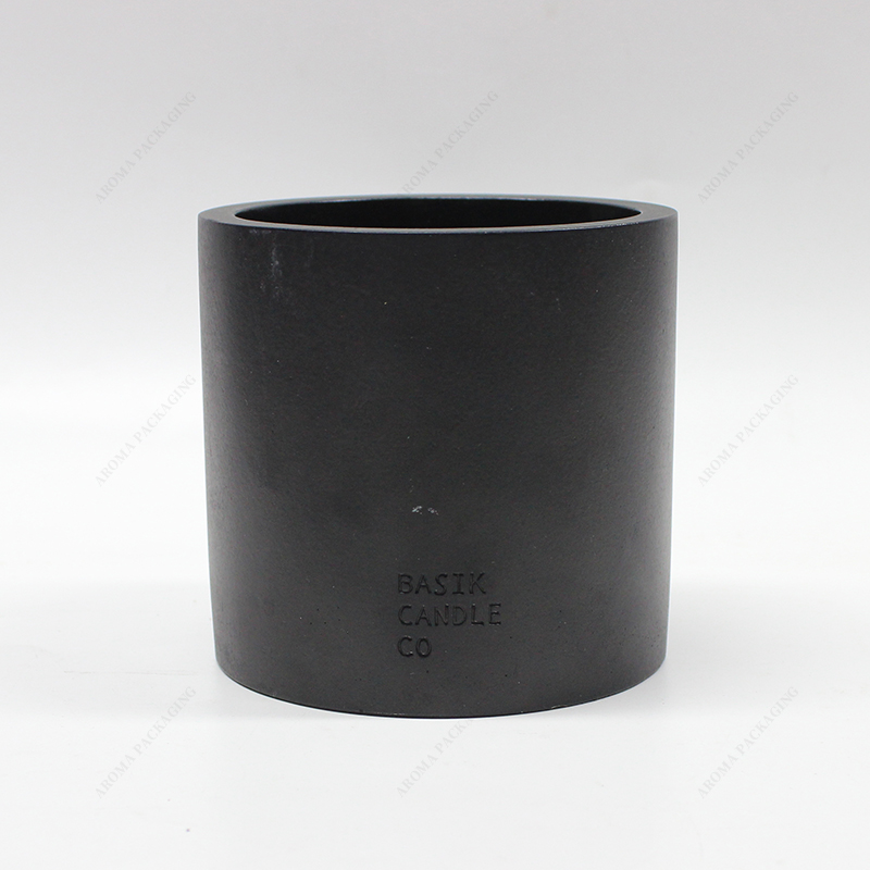 Top Thick Bottom Soy Wax Matte Black Concrete Candle Jar For Decoration