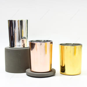 Free Sample Luxury Electroplated Glass Candle Jar with Packaging for Deco