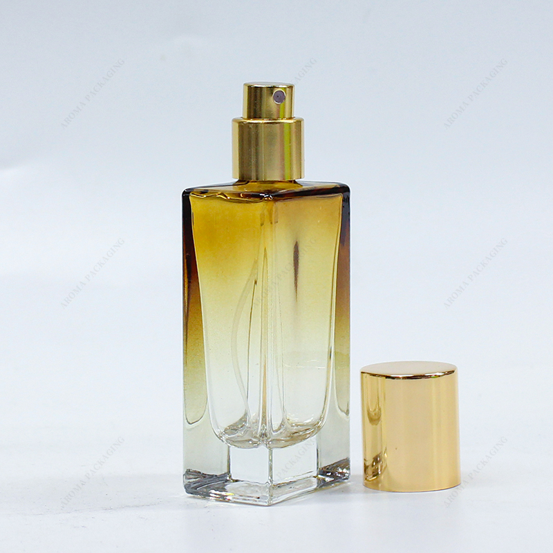 Fábrica de productos nuevos Gradiente amarillo botella de perfume de vidrio GBC223 con tapa de metal