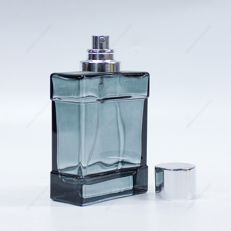 Botella de perfume de vidrio cuadrada de lujo de 40 ml de fábrica de 40 ml GBC261 con tapa personalizada
