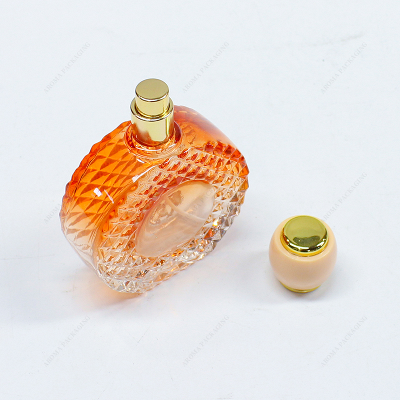 Flacon de parfum en verre gaufré dégradé fabriqué en usine GBC273-274 Forme personnalisée avec couvercle