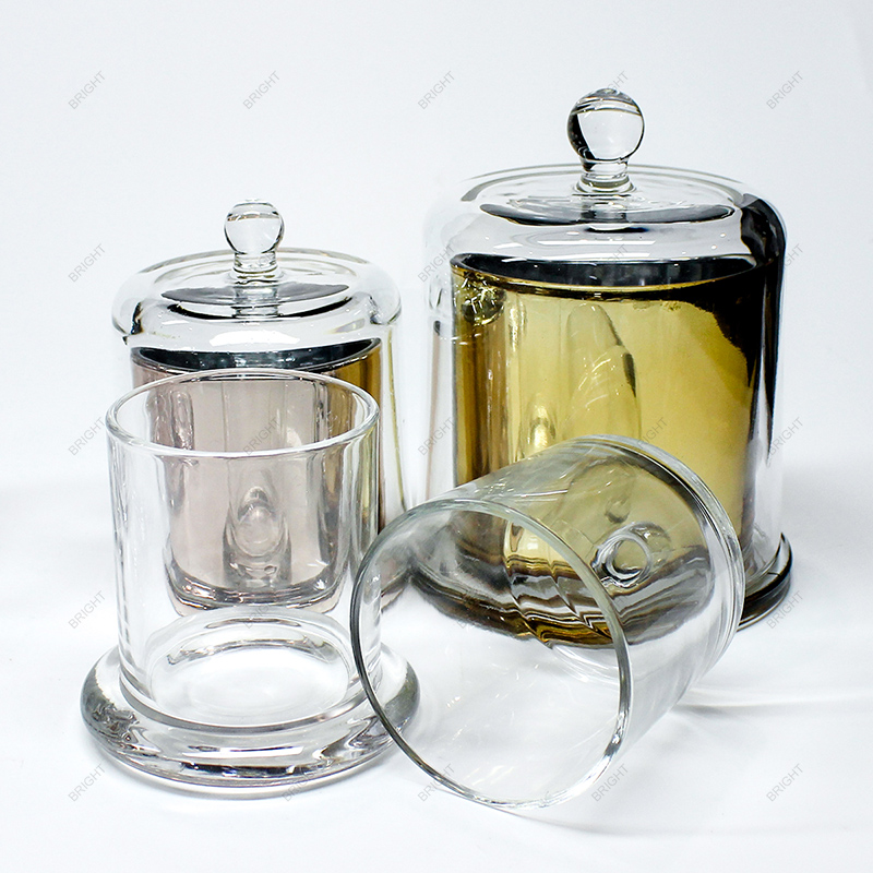 Factory Made Electroplated Gold Bell Jar Round Base With Handle