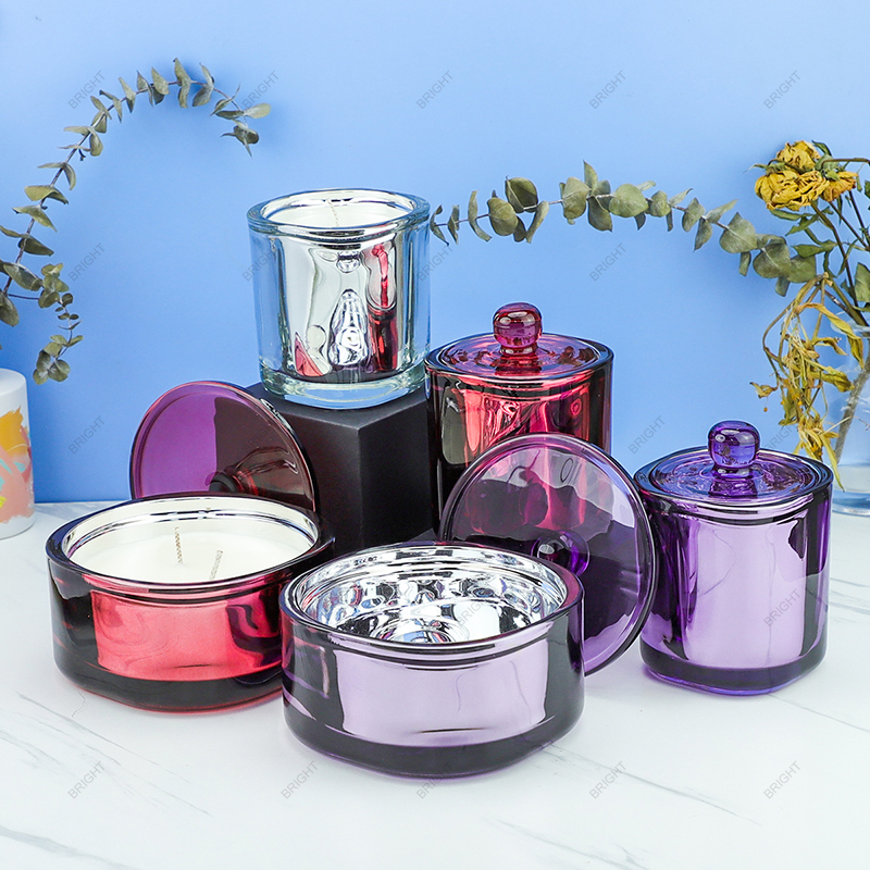 New Style Red Purple Glass Candle Jar 8oz 10oz 12oz with Lid and Box