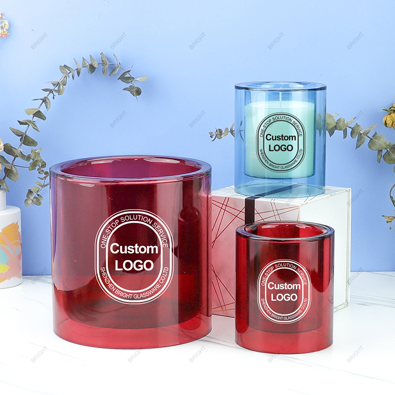 Factory Custom Logo Glass Candle Jar Spray Color For Decoration