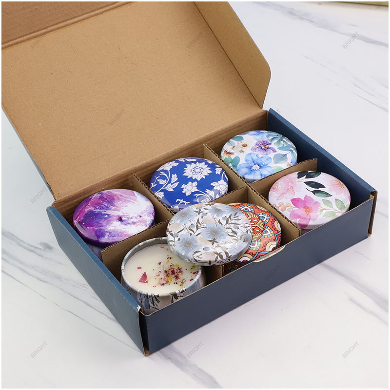 Free Sample 6 Packs Tin Candle Jar Custom Fragrance with Box