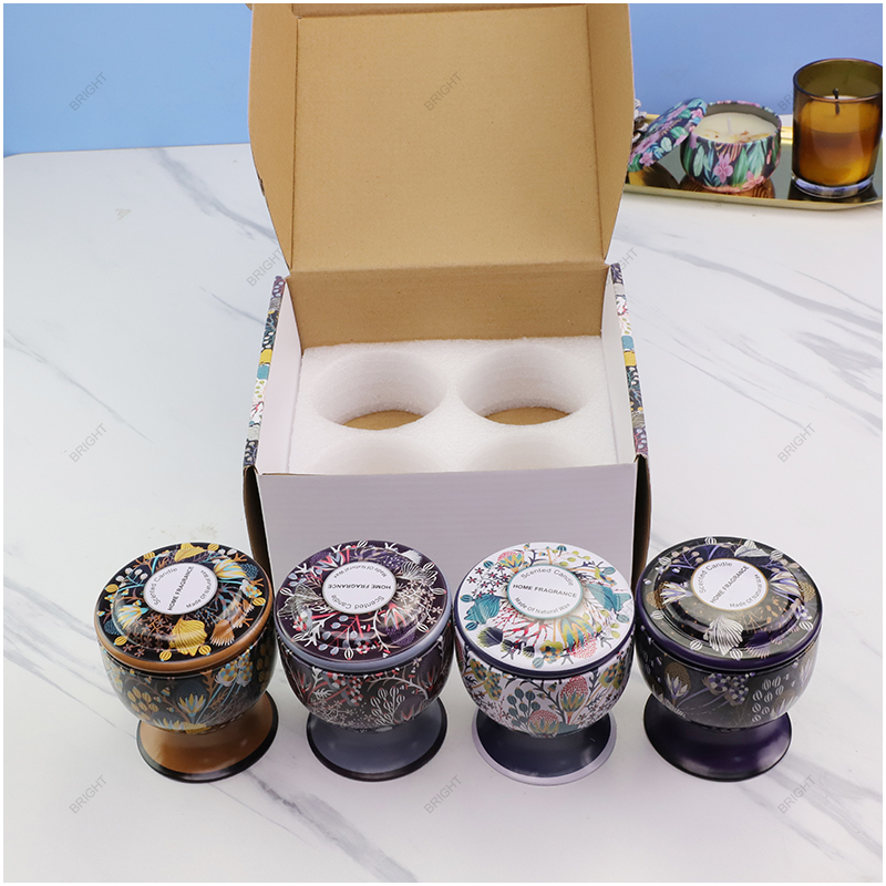 New Design Goblet Scented Tin Candle Jar Custom Flavour with Box and Lid