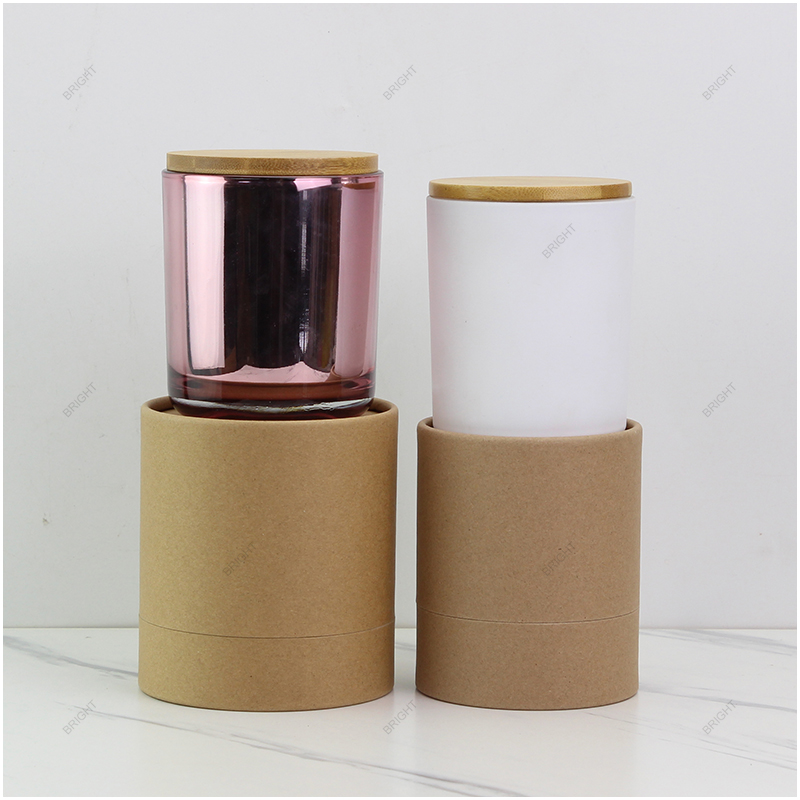 Free Sample Round Glass Candle Jar Matte Electroplated Candle Containers with Box