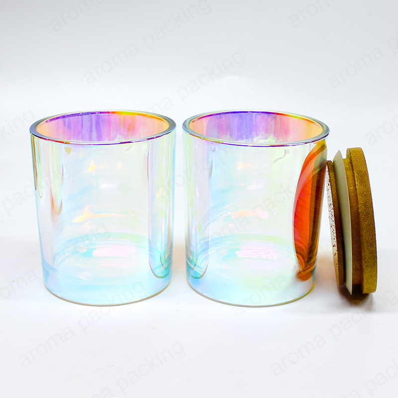 Hot Sale BGC268 Round Glass Candle Jar Electroplated with Custom Lid