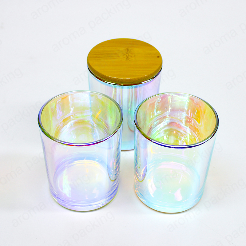 Hot Sale BGC7084 Round Glass Candle Jar Electroplated with Custom Lid