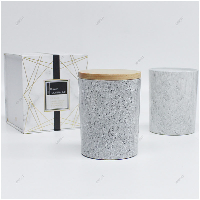 Wholesale Customized Patterns Glass Candle Jar Water Transfer with Lid and Box