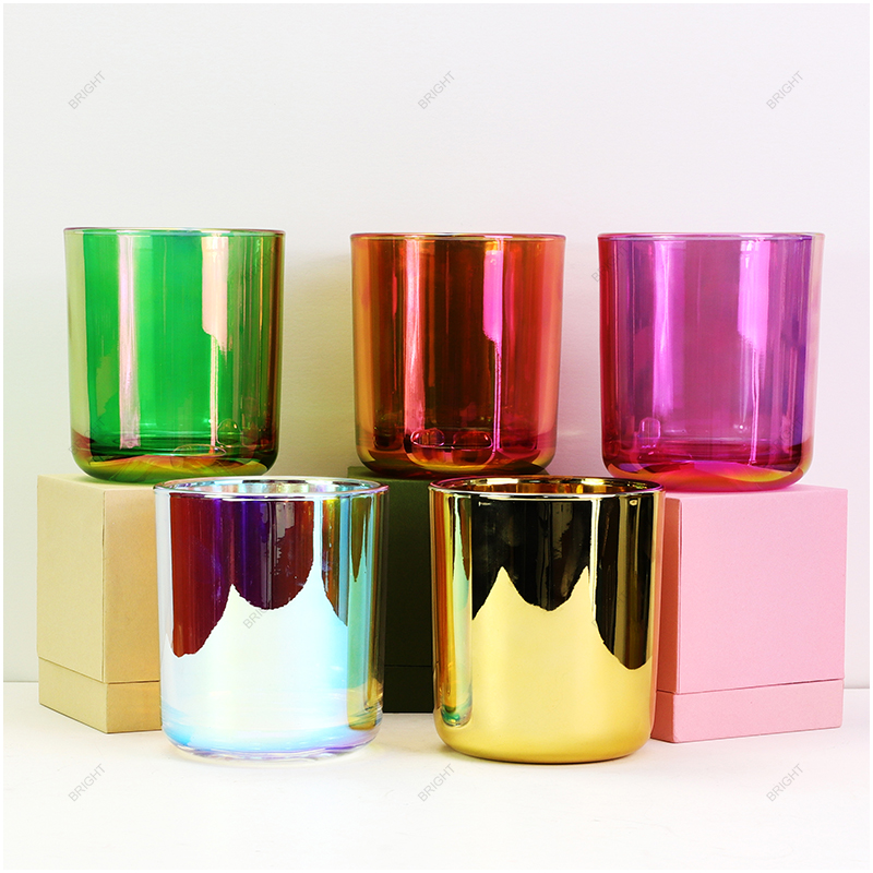 Wholesale Electroplated Round Glass Candle Jar with Box Custom Detail