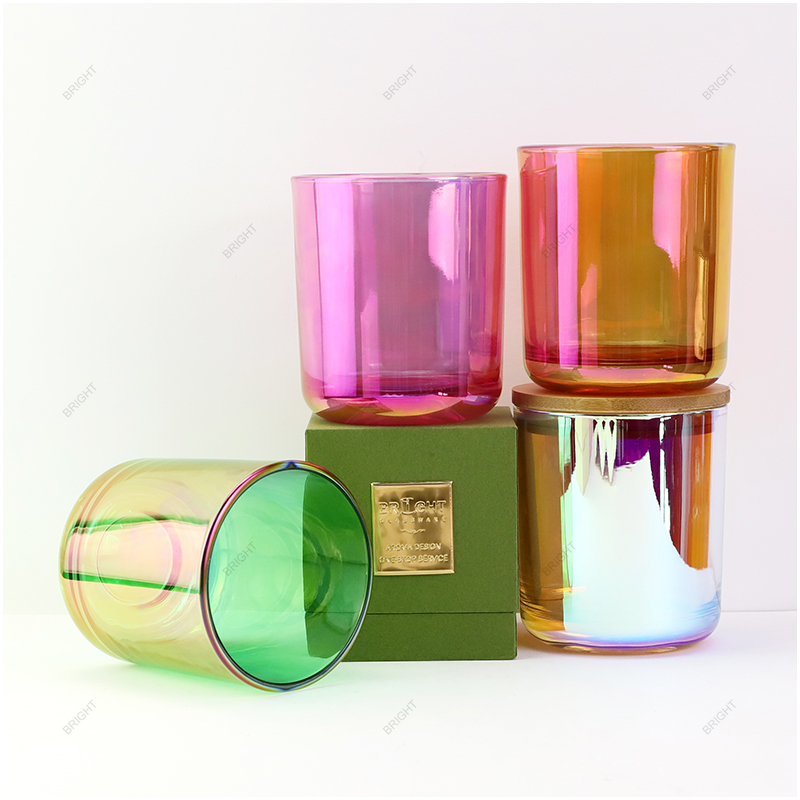 Wholesale New Style Electroplated Round Glass Candle Jar With Box