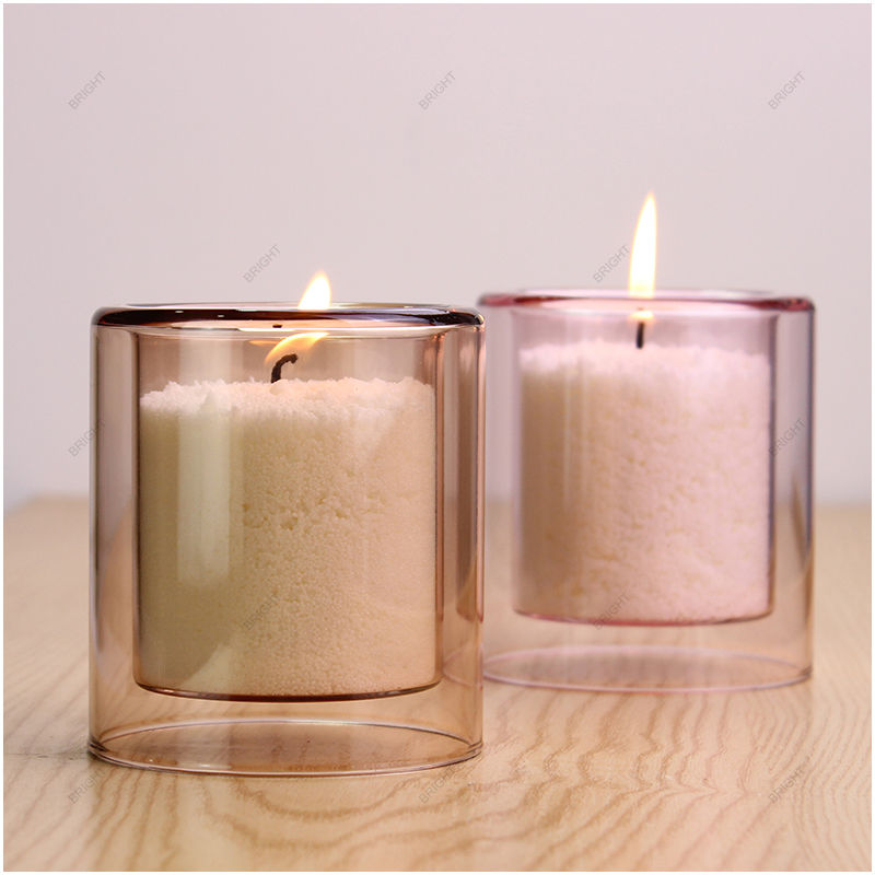 Luxury Double Layer High Borosilicate Glass Candle Jar Heat Resistant