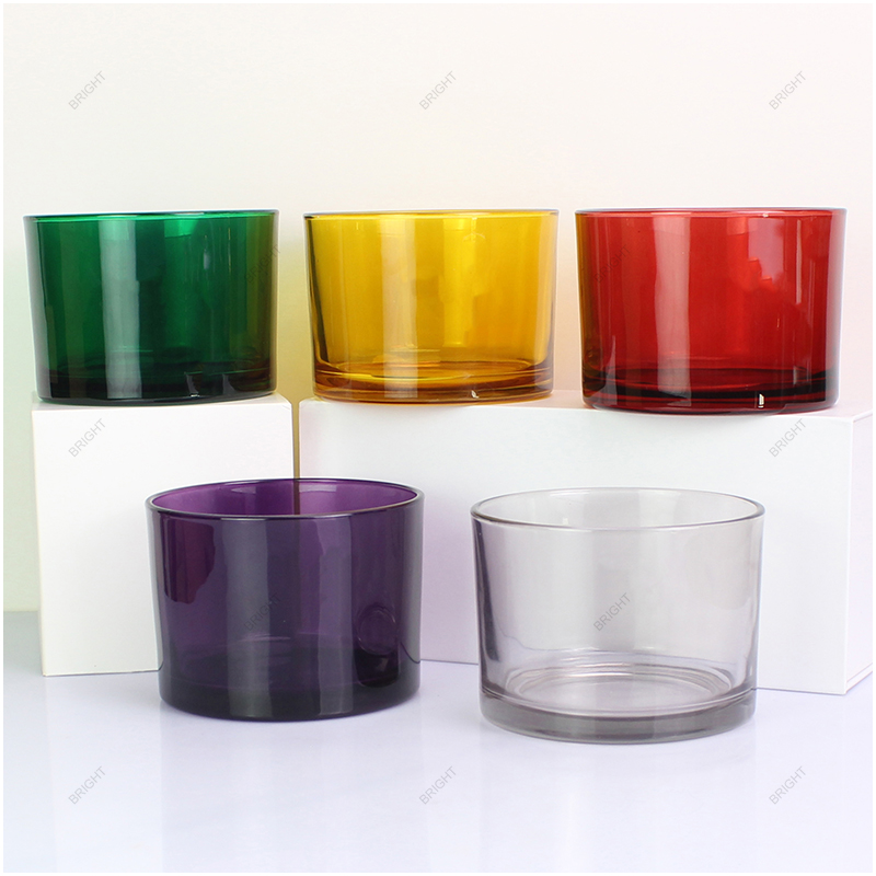 Factory Made Spray Color Large Glass Candle Jar with Lid