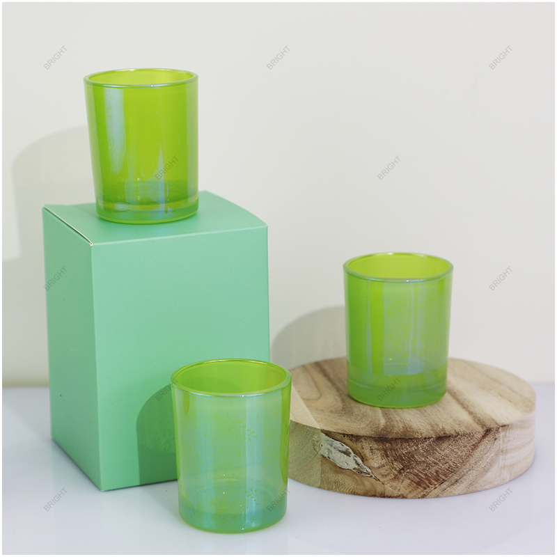 Wholesale Custom Logo Green Round Glass Candle Jar With Box