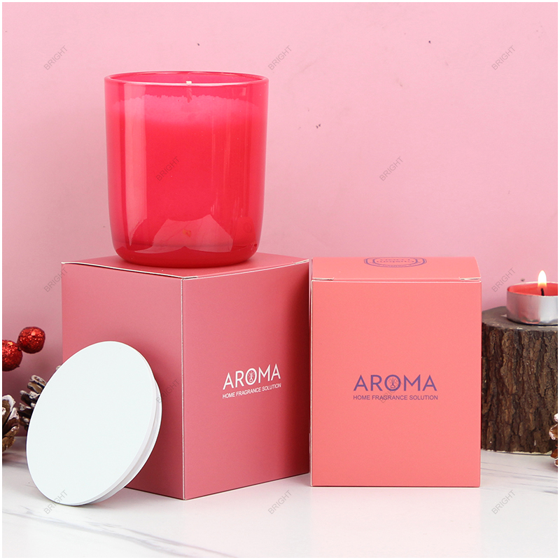 New Style Custom Logo Spray Color Round Glass Candle Jar with Box