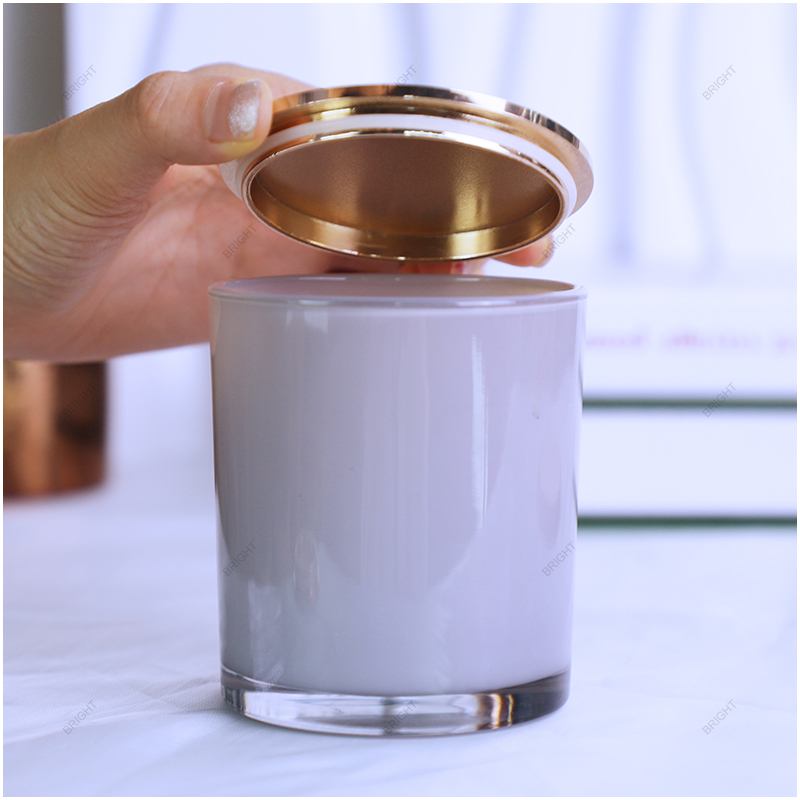 Factory Made Luxury Double Wall Glass Candle Jar with Bamboo Wood Lid