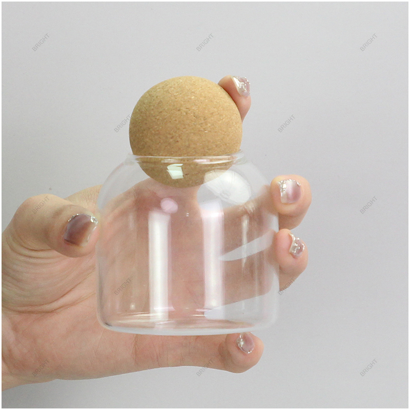 Factory New Style Borosilicate Clear Glass Candle Jar With Cork Lid