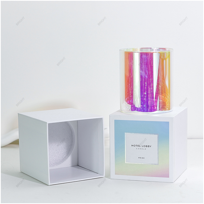 Factory Electroplated Round Glass Candle Jar Custom Logo With Base And Lid Box