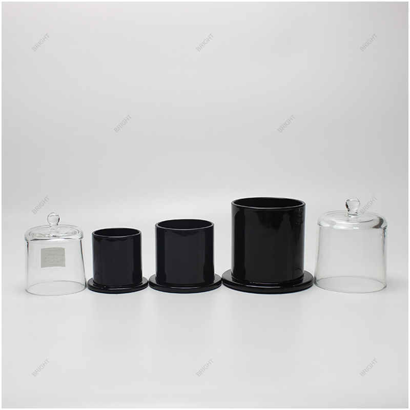 Free Sample Clear Black Glass Bell Jar with Lid and Box