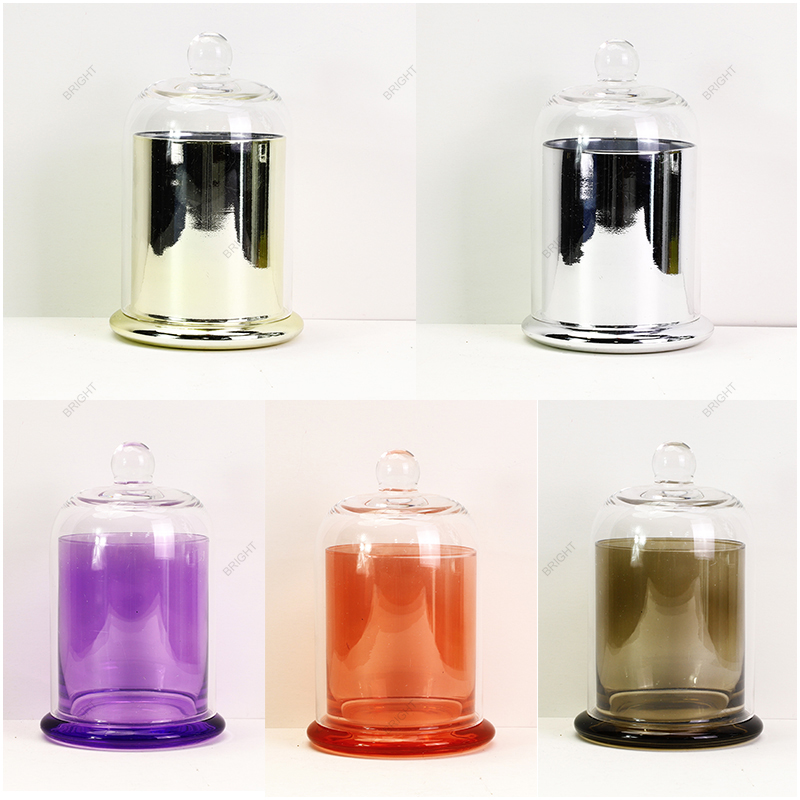 Free Sample Luxury Spray Color Glass Bell Jar With Lid And Box