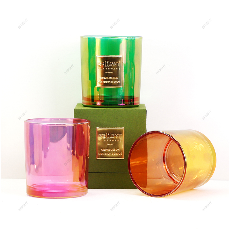 Factory Electroplated Round Glass Candle Jar BGC8090 Style With Lid And Box