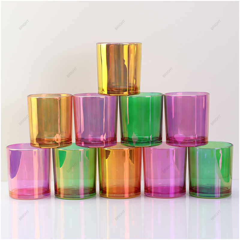 Factory Electroplated Round Glass Candle Jar BGC8090 Style for Candle Making