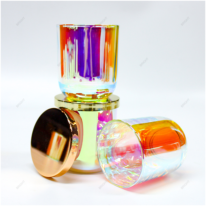 Factory Electroplated Round Glass Candle Jar BGC138s Style for Candle Making