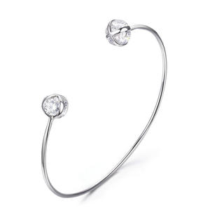 ST2475B  Bezel-Set CZ Stones Bangle Under Rhodium Plated In Brass/Copper From China Jewelry Manufacturer