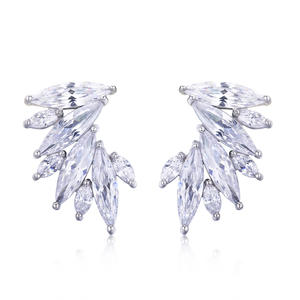 ER3422 Marquise CZ Folower Earring With Rhodium Plating In Brass/Copper From Top Jewelry Manufacturer In China